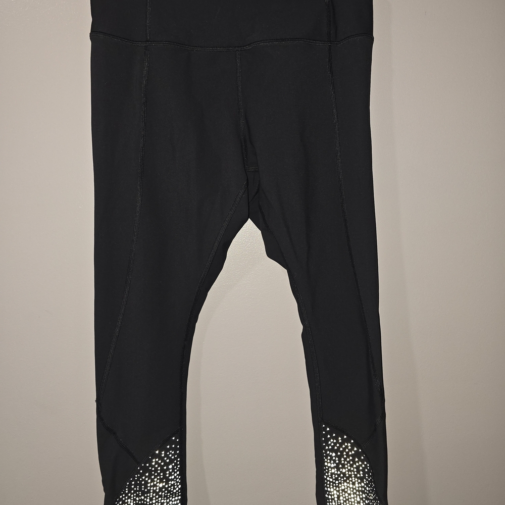 Lululemon Black Leggings with Silver Accents